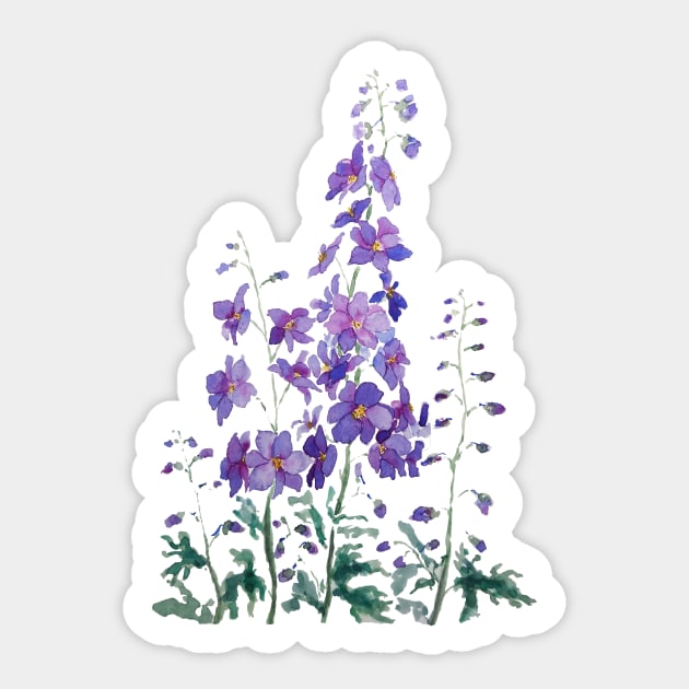 purple blue pink delphinium watercolor Sticker by colorandcolor